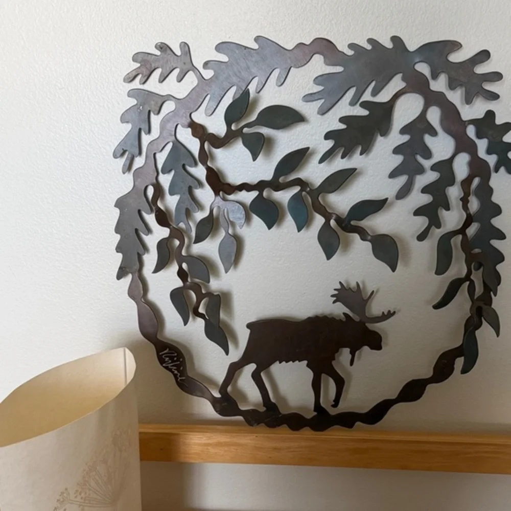 Nature-Inspired Moose Metal Wall Art - Black